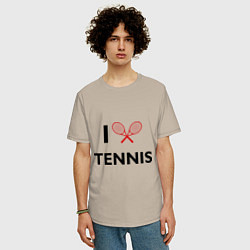 Футболка оверсайз мужская I Love Tennis, цвет: миндальный — фото 2