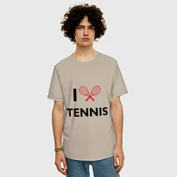 Футболка оверсайз мужская I Love Tennis, цвет: миндальный — фото 2