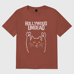 Мужская футболка оверсайз Hollywood Undead rock cat