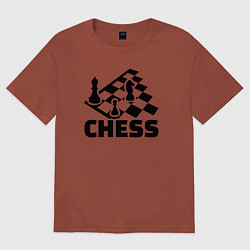 Футболка оверсайз мужская Chess game, цвет: кирпичный