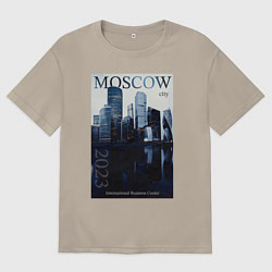 Футболка оверсайз мужская Moscow city обложка журнала, цвет: миндальный