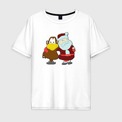 Мужская футболка оверсайз Monkey Chi and Santa Claus