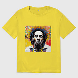 Мужская футболка оверсайз Арт Граффити Боб Марли