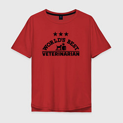 Футболка оверсайз мужская Лучший ветеринар в мире, цвет: красный