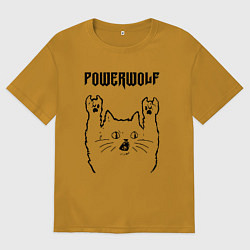 Футболка оверсайз мужская Powerwolf - rock cat, цвет: горчичный