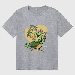 Мужская футболка оверсайз Черепаха на отдыхе, футболка хб