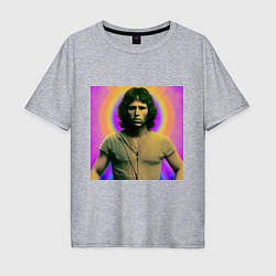 Мужская футболка оверсайз Jim Morrison Galo Glitch Art