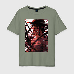 Мужская футболка оверсайз Макима глитч - Человек бензопила