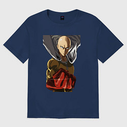 Футболка оверсайз мужская Saitama fist, цвет: тёмно-синий