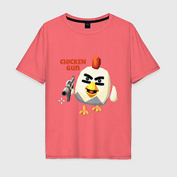 Футболка оверсайз мужская Chicken Gun злой, цвет: коралловый