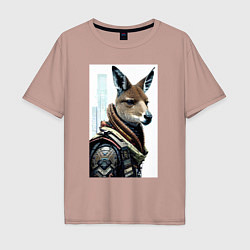 Мужская футболка оверсайз Cool kangaroo - cyberpunk - neural network