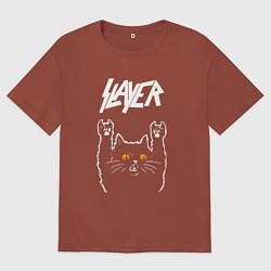 Футболка оверсайз мужская Slayer rock cat, цвет: кирпичный