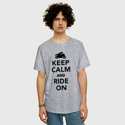 Футболка оверсайз мужская Keep calm and ride on, цвет: меланж — фото 2