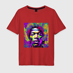 Мужская футболка оверсайз Jimi Hendrix in color Glitch Art