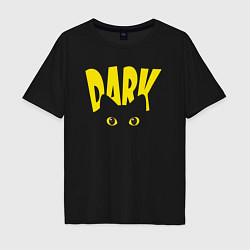 Мужская футболка оверсайз Dark - глаза черной кошки