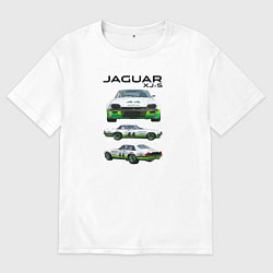 Футболка оверсайз мужская Jaguar постер обложка журнала, цвет: белый