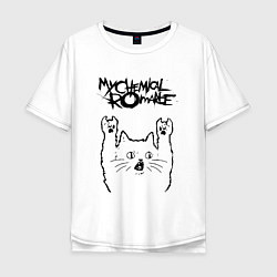 Футболка оверсайз мужская My Chemical Romance - rock cat, цвет: белый