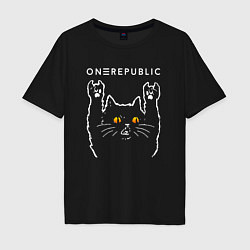Футболка оверсайз мужская OneRepublic rock cat, цвет: черный