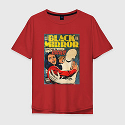 Футболка оверсайз мужская Белое рождество - Черное зеркало: комикс обложка, цвет: красный