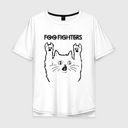 Футболка оверсайз мужская Foo Fighters - rock cat, цвет: белый