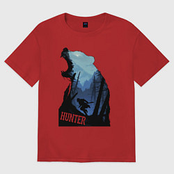 Футболка оверсайз мужская Bear hunter, цвет: красный