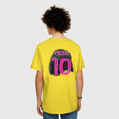 Мужская футболка оверсайз Лионель Месси Интер Майами 10 / Желтый – фото 4