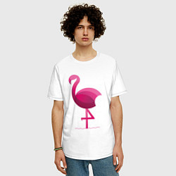 Футболка оверсайз мужская Фламинго минималистичный, цвет: белый — фото 2