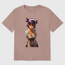 Футболка оверсайз мужская Лена служанка из Бесконечного лета, цвет: пыльно-розовый