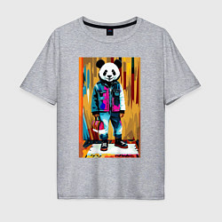 Футболка оверсайз мужская Funny panda - pop art, цвет: меланж