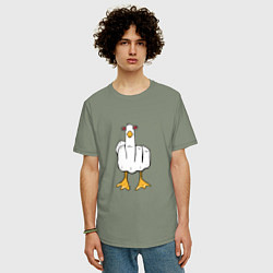 Футболка оверсайз мужская Неприличный гусь-рука, цвет: авокадо — фото 2
