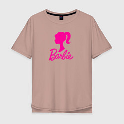 Футболка оверсайз мужская Розовый логотип Барби, цвет: пыльно-розовый