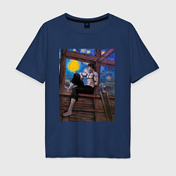 Футболка оверсайз мужская Берсерк под небом Ван Гога, цвет: тёмно-синий