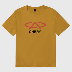 Футболка оверсайз мужская Chery Logo, цвет: горчичный