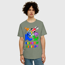 Футболка оверсайз мужская Rainbow Friends персонажи, цвет: авокадо — фото 2