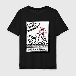 Мужская футболка оверсайз Кит Харинг НЛО - картина поп арт