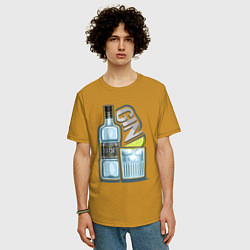 Футболка оверсайз мужская Джин, цвет: горчичный — фото 2