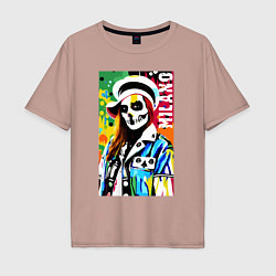 Футболка оверсайз мужская Skeleton fashionista - Milano - pop art, цвет: пыльно-розовый