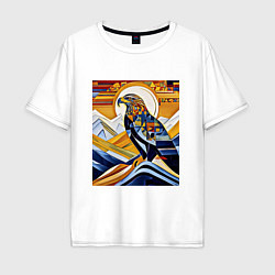 Футболка оверсайз мужская Орел в горах, цвет: белый