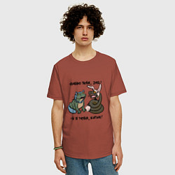 Футболка оверсайз мужская Люблю тебя, зая и я тебя, котик, цвет: кирпичный — фото 2