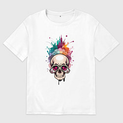 Футболка оверсайз мужская Гламурный череп, цвет: белый