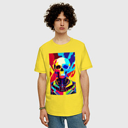 Футболка оверсайз мужская Pop art skull, цвет: желтый — фото 2