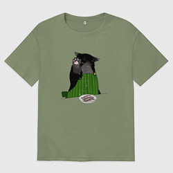 Футболка оверсайз мужская Кот повар, цвет: авокадо