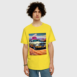 Футболка оверсайз мужская Авто Мустанг, цвет: желтый — фото 2