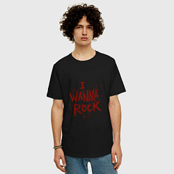 Футболка оверсайз мужская I Wanna Rock - Я хочу зажигать, цвет: черный — фото 2