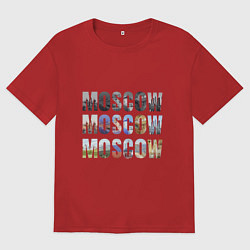 Футболка оверсайз мужская Moscow - Москва, цвет: красный