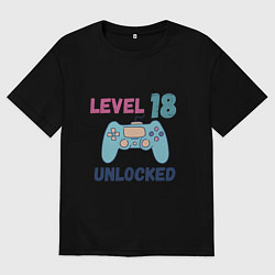 Футболка оверсайз мужская 18 уровень жизни, цвет: черный