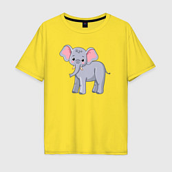 Футболка оверсайз мужская Сute elephant, цвет: желтый