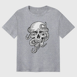 Футболка оверсайз мужская Skull octopus, цвет: меланж