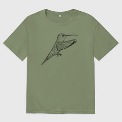Мужская футболка оверсайз Колибри сбоку