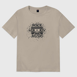Футболка оверсайз мужская Rock music cassette, цвет: миндальный